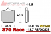 SBS 870DC Dual Carbon Racing Bremsbelag Front